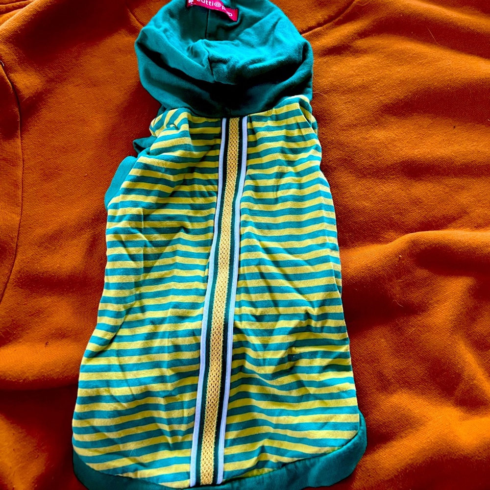 Green and yellow doggie hoodie